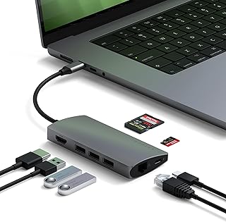 8 in 1 USB C Multiport Hub V2 with HDMI 4K@60Hz, PD Charging 115W, Gigabit Ethernet, 3X USB-A 10Gbps and SD/MicroSD for 