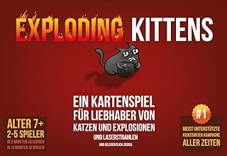 Exploding Kittens, Basic Game, Party Game, Card Game, 2–5 Players, From 7+ Years, 15+ Minutes of Playing Time, German La