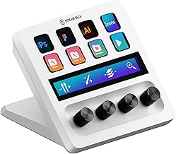 Stream Deck + White, Audio Mixer, Live Production and Studio Controller for Content Creators, Streaming, Gaming, with Cu