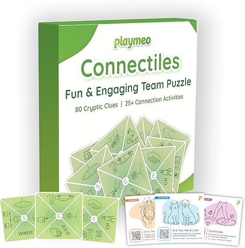 playmeo Connectiles Team-Building Games for Work - 80 Cryptic Clues + 25 Bonus Ice-Breaker Games for Collaboration & Problem-Solving