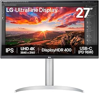 Ultrafine 27UP850K-W 27" 4K PC Monitor - IPS Panel UHD (3840 x 2160), 5ms GtG 60Hz, DisplayHDR 400, DCI-P3 95% (CIE1976)