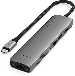 7 in 1 USB C Hub Slim Plus Multiport Adapter with Ethernet, Charge PD 100W, HDMI 4K@60Hz, 2X USB-A 10Gbps and SD/microSD