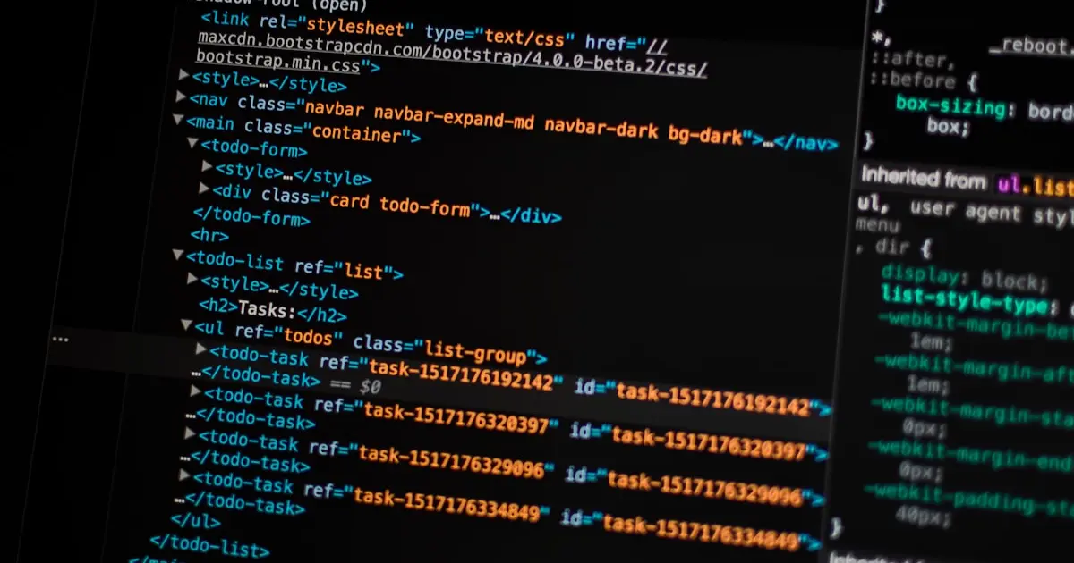 CSS-Code auf einem dunklen Bildschirm