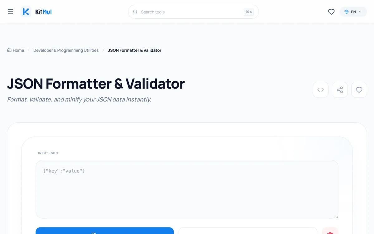 Formateador y Validador JSON — pega JSON desordenado, obtén una salida limpia